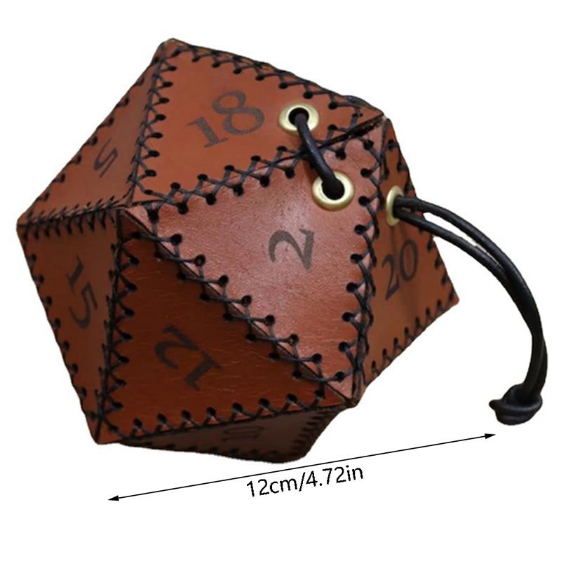 New Leather D20 Dice Bag Polygonal Dice Storage Boxes Reinforced Drawstring Dice Bags for Daily Working Wearing Gift Idea