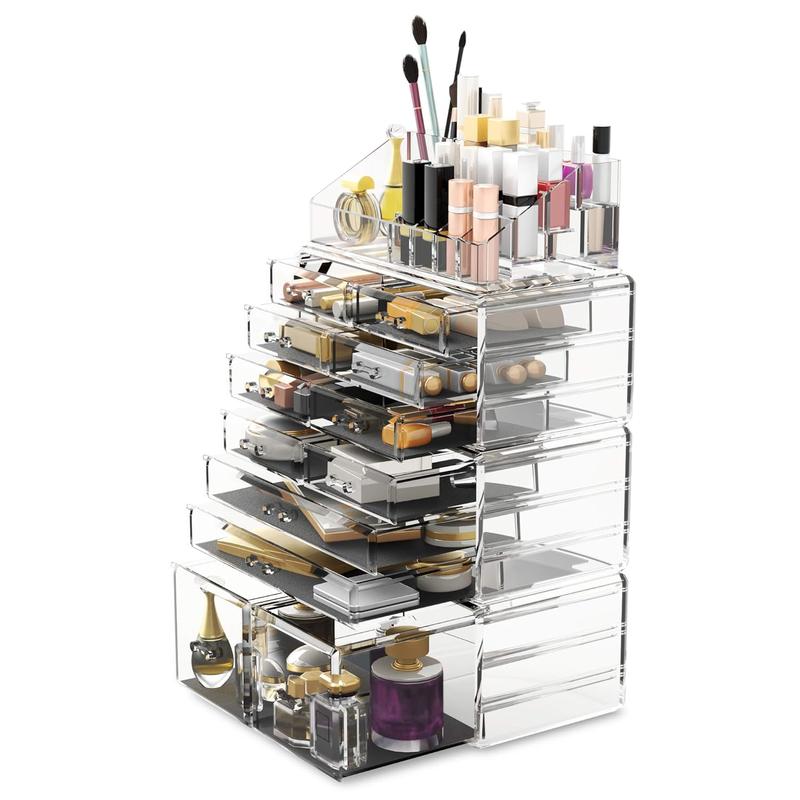 Makeup  Organizer Storage Drawers Display Boxes Case with 12 Drawers(Clear)