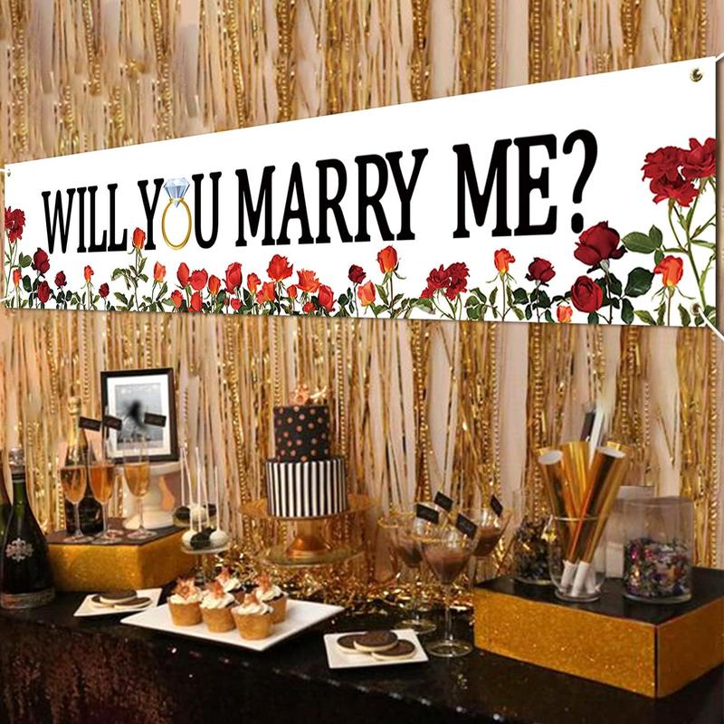 Christmas gift Will You Marry Me? 6ft Flower Banner – Perfect Engagement and Proposal Decoration for Valentine's Day and Summer Parties