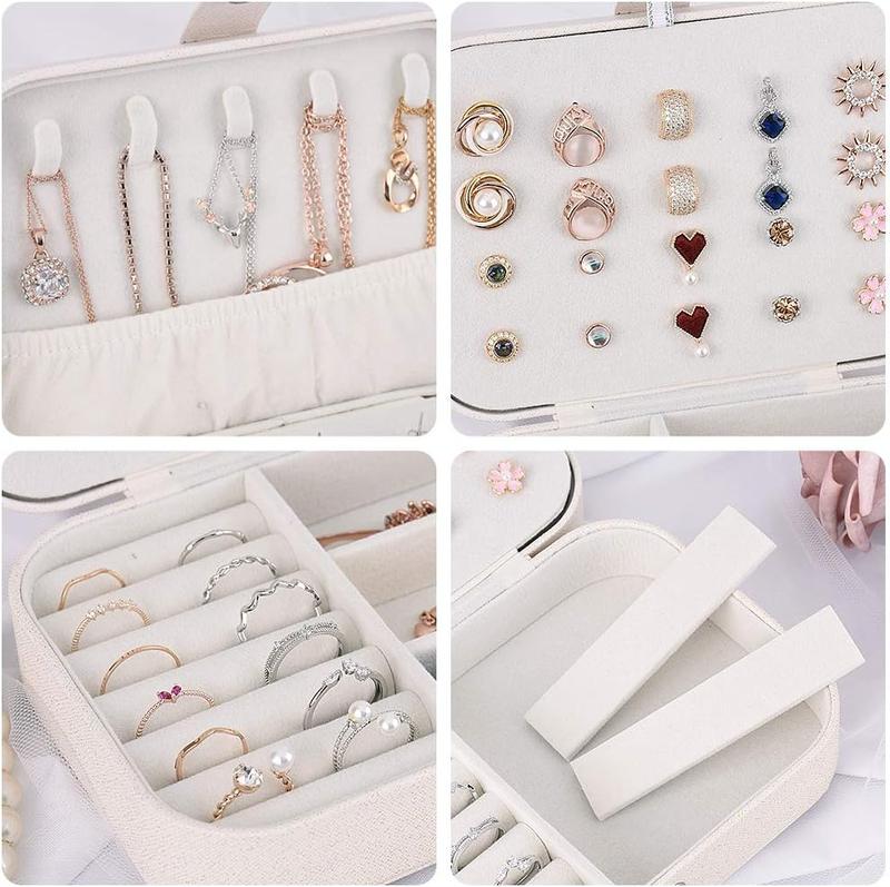 Travel  Organiser Cases,  Storage Box for Necklace, Earrings, Rings, Bracelet (Box-White)