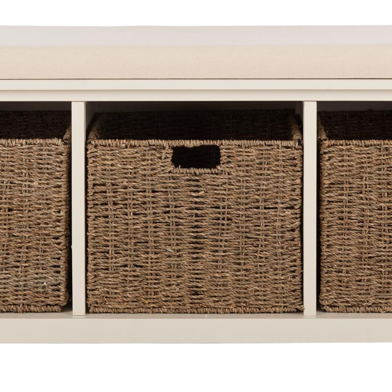 Safavieh LONAN Wicker Storage Bench - 3 Removable Baskets, Seating for 2 People