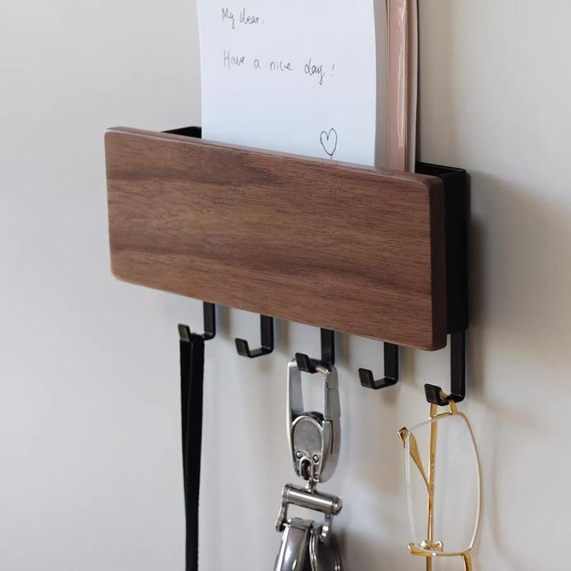 Wooden Wall Mounted Storage Hook, Simple Key Storage Box, Multifunctional Hanging Hook for Home Kitchen Bathroom