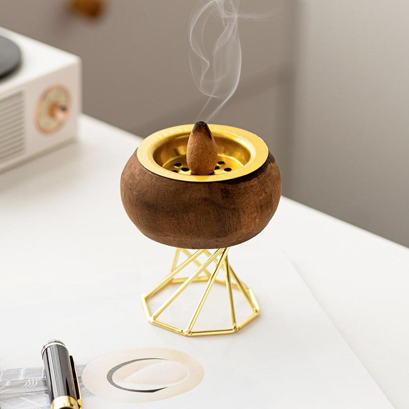 Wooden Incense Burner with Lid, 1 Count Creative Vintage Style Incense Burner, Home Fragrance Holder for Home Office Hotel Decor