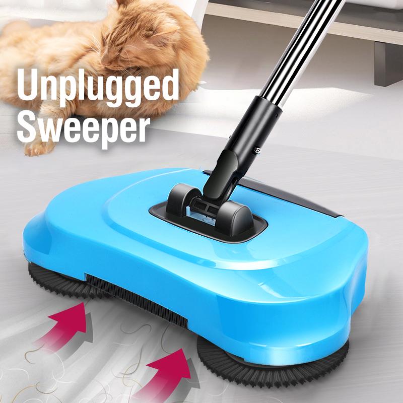 3-in-1 Multifunctional Hand Push Sweeping and Mopping With Dustpan Set,Flat Mop with Spiral Deep Clean System,Dry and Wet,Home Cleaning Supplies for Hard Floor,4 Replacement Clean ClothS,Two Colors