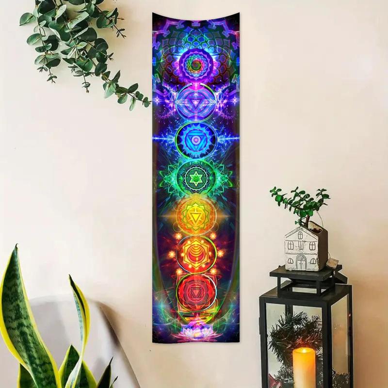 Chakra Pattern Wall Tapestry, 1 Count Colorful Yoga Meditation Wall Hanging, Spiritual Energy Bohemian Style Decorative Wall Hanging