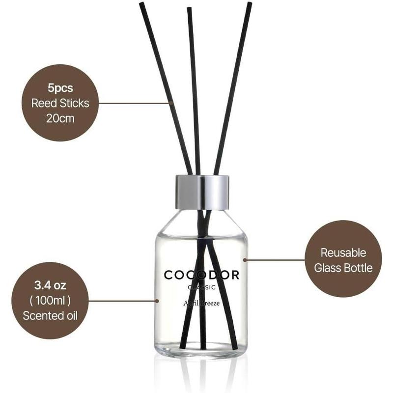 Classic Reed Diffuser Dark Vanilla&Sandalwood 3.4oz(100ml) 1 Pack Home Frrance Scent Essential Oil Stick Diffuser for Bedroom Bathroom Home Décor