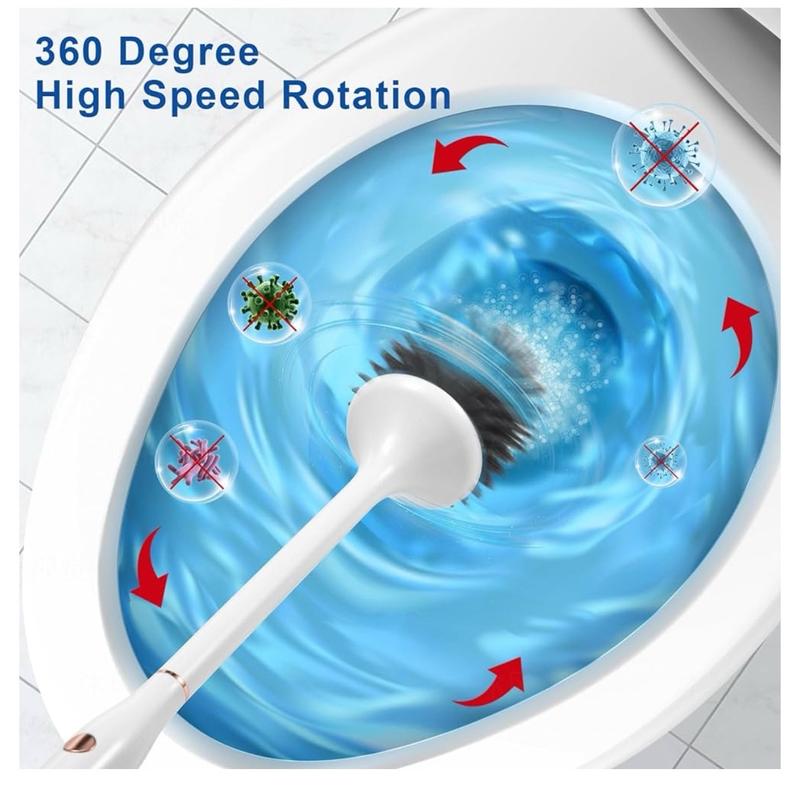 Electric Toilet Brush,Silicone Toilet Brush,Toilet Bowl Brush and Holder Set with Ventilated Holder,Toilet Brush, Floor Standing, Wall Mounted Without Drilling，Rechargeable Cleaning