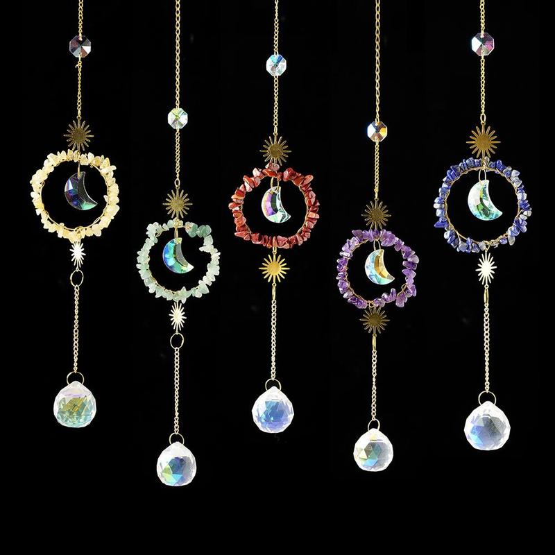 Moon Decor Sun Catcher, 1 Count Creative Colorful Hanging Pendant, Garden Decoration for Home Yard Room, Housewarming Gifts