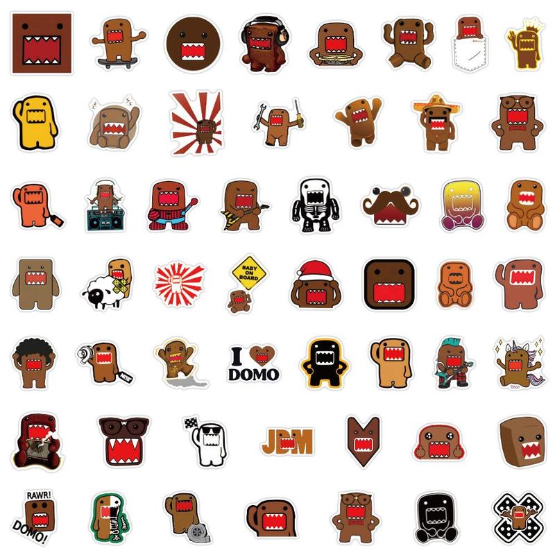 Cute Domo Kun Graffiti Sticker, 50pcs Waterproof DIY Decals, Self Adhesive Sticker for Stationery, Handbags, Suitcases, Notebooks, Mobile Phones Decor