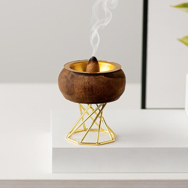 Wooden Incense Burner with Lid, 1 Count Creative Vintage Style Incense Burner, Home Fragrance Holder for Home Office Hotel Decor