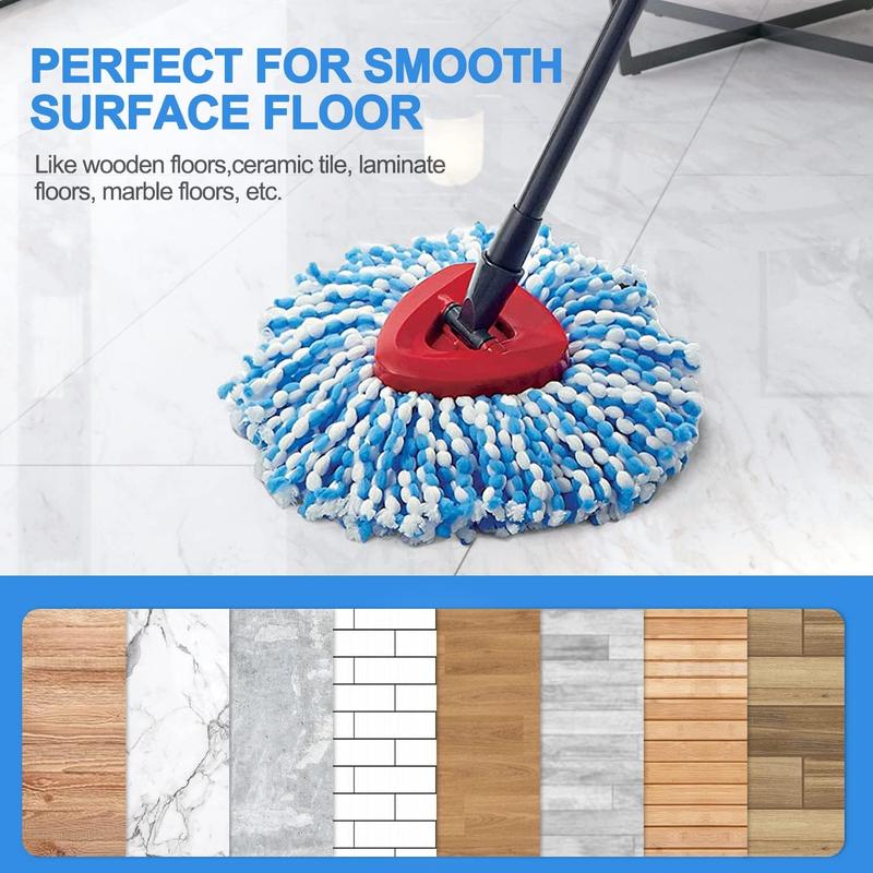 5 Pack Spin Mop Heads Replacement, RinseClean Spin Mop Refill Blue for Ocedar 2 Tank System Triangle Mop-Head, Microfiber Mop Easy Cleaning Floor Head Mop for Floor Cleaning