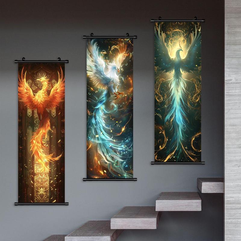 Phoenix Pattern Wall Tapestry, 3 Counts set Modern Art Creative Phoenix Poster, Wall Art Decor for Home Living Room Bedroom Study Room