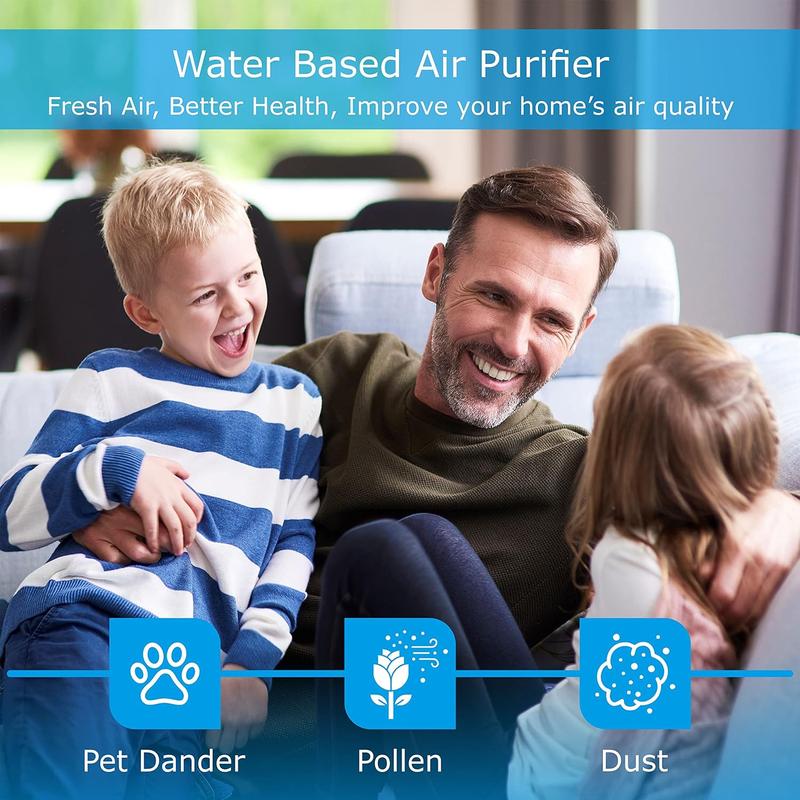 Deluxe package includes scent pack - Home and office water filter air freshener - Essential oil diffuser with LED night light - Compact air purifier for smoke and pets