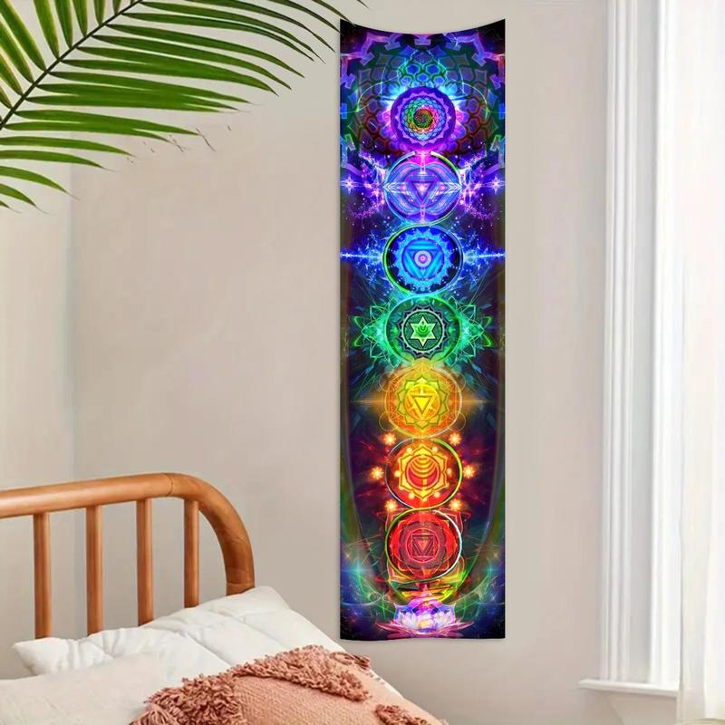 Chakra Pattern Wall Tapestry, 1 Count Colorful Yoga Meditation Wall Hanging, Spiritual Energy Bohemian Style Decorative Wall Hanging