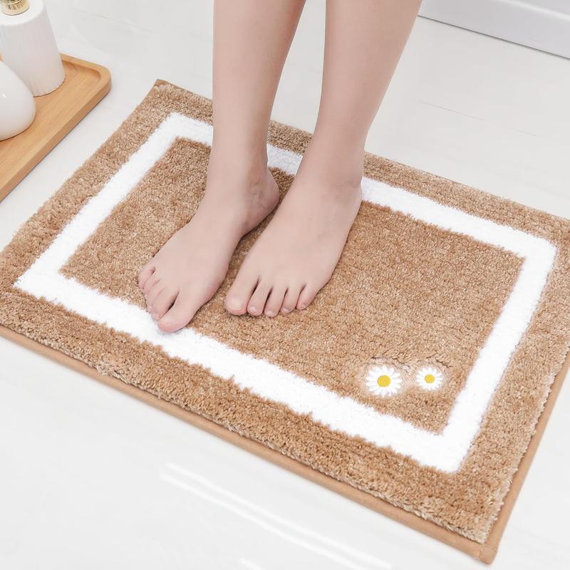 Bath-Back-Non-Slip-Bath-Mats-for-Bathroom Absorbent and Soft Bathroom Mat Washable Bath Rugs Embrooded Floral Bathroom Rugs Beige Bath Mat 16 