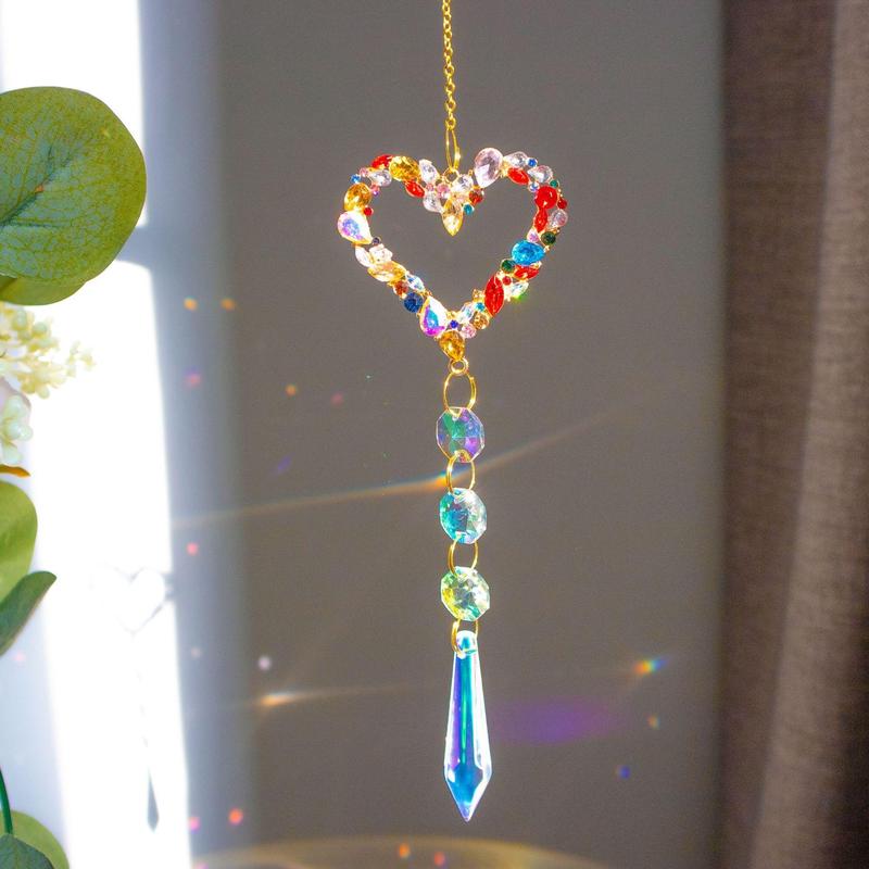 Artificial Crystal Suncatcher, 1 Count Butterfly Love Star Heart Sun Hanging Decor for Home Window, Car Decor, Gift for Girl Wedding, Thanksgiving, Christmas