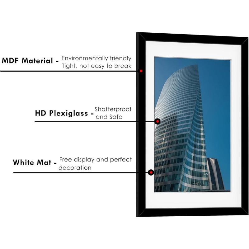 22.375 x 34 Poster Frame Set of 2, Display Pictures 20 x 30 with Mat or 22.375 x 34 Without Mat, Poster Frames 22.375 x 34 inches for Wall Mounting Display, Black