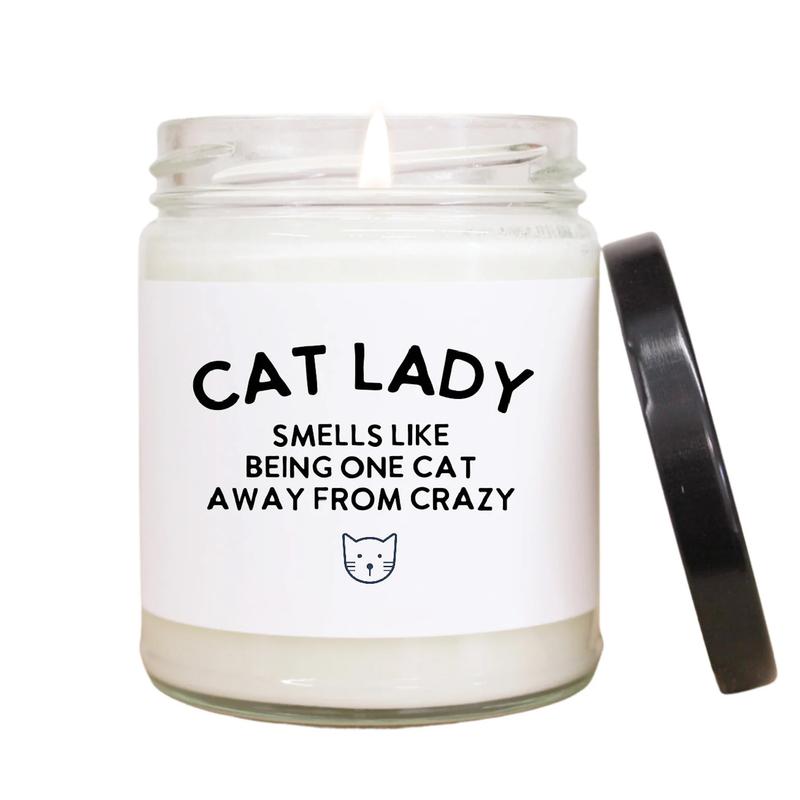 Crazy Cat Lady - Cat Mom Gifts - Cat Christmas Gift, Funny Candle - New Kitten Gifts - Gifts for Meow Lovers