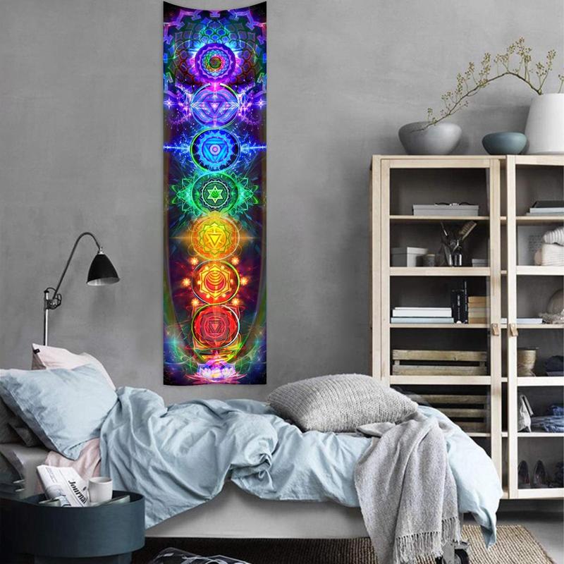 Chakra Pattern Wall Tapestry, 1 Count Colorful Yoga Meditation Wall Hanging, Spiritual Energy Bohemian Style Decorative Wall Hanging