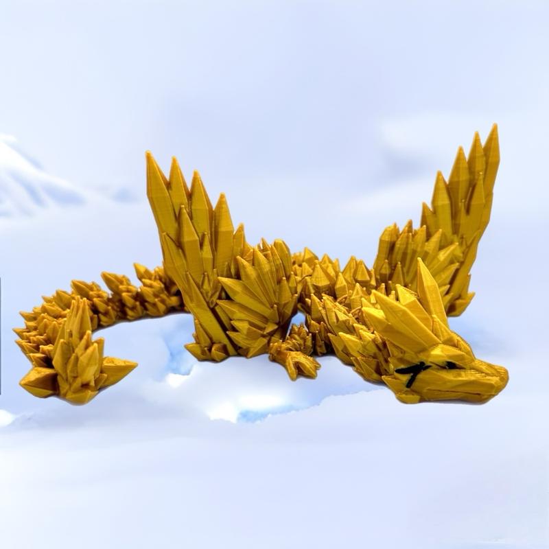 3D Printed Crystal Winged Dragon Figurine