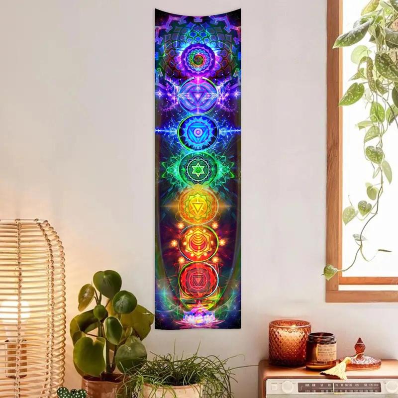 Chakra Pattern Wall Tapestry, 1 Count Colorful Yoga Meditation Wall Hanging, Spiritual Energy Bohemian Style Decorative Wall Hanging