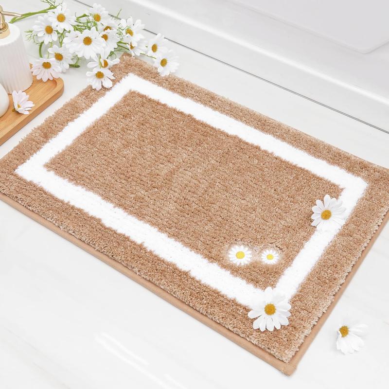 Bath-Back-Non-Slip-Bath-Mats-for-Bathroom Absorbent and Soft Bathroom Mat Washable Bath Rugs Embrooded Floral Bathroom Rugs Beige Bath Mat 16 