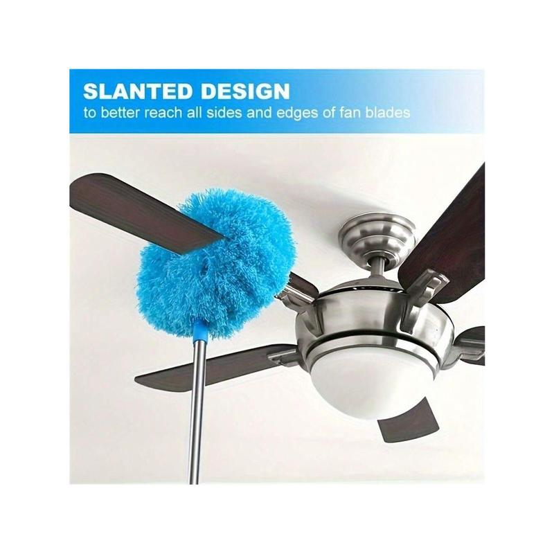 Microfiber Ceiling Fan Duster - Extends Up To 12 Ft, Blue, Long-Handled, Dust-Locking, Reusable, And Machine Washable Cleaner Brush For Effortless Cleaning